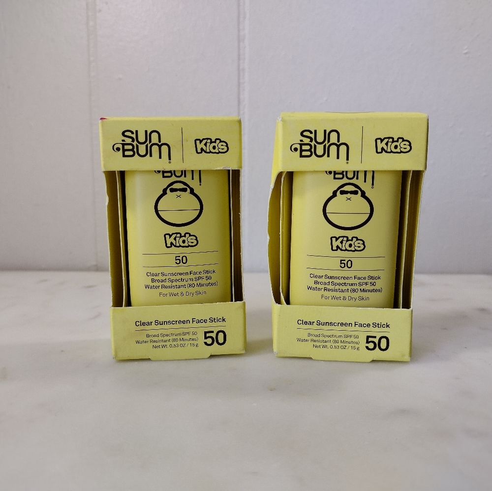 (2) Sun Bum KIDS Clear Sunscreen Face Stick SPF 50, Exp 06/2025, 0.53 oz Ea, New